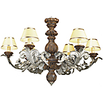 C173-WCH 10 By Artdemexico - Wood Lighting Collection Collection Antique Walnut Finish Carved Wood and Wrought Iron Chandelier